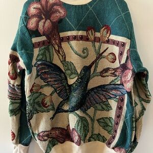 Floral Hummingbird Sweater - Multicolor